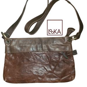 Unique distressed leather shoulder bag